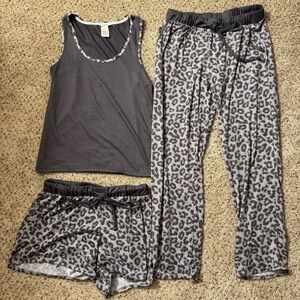 Lucky Brand 3 Piece Sleepwear Set Leopard Print Size Small